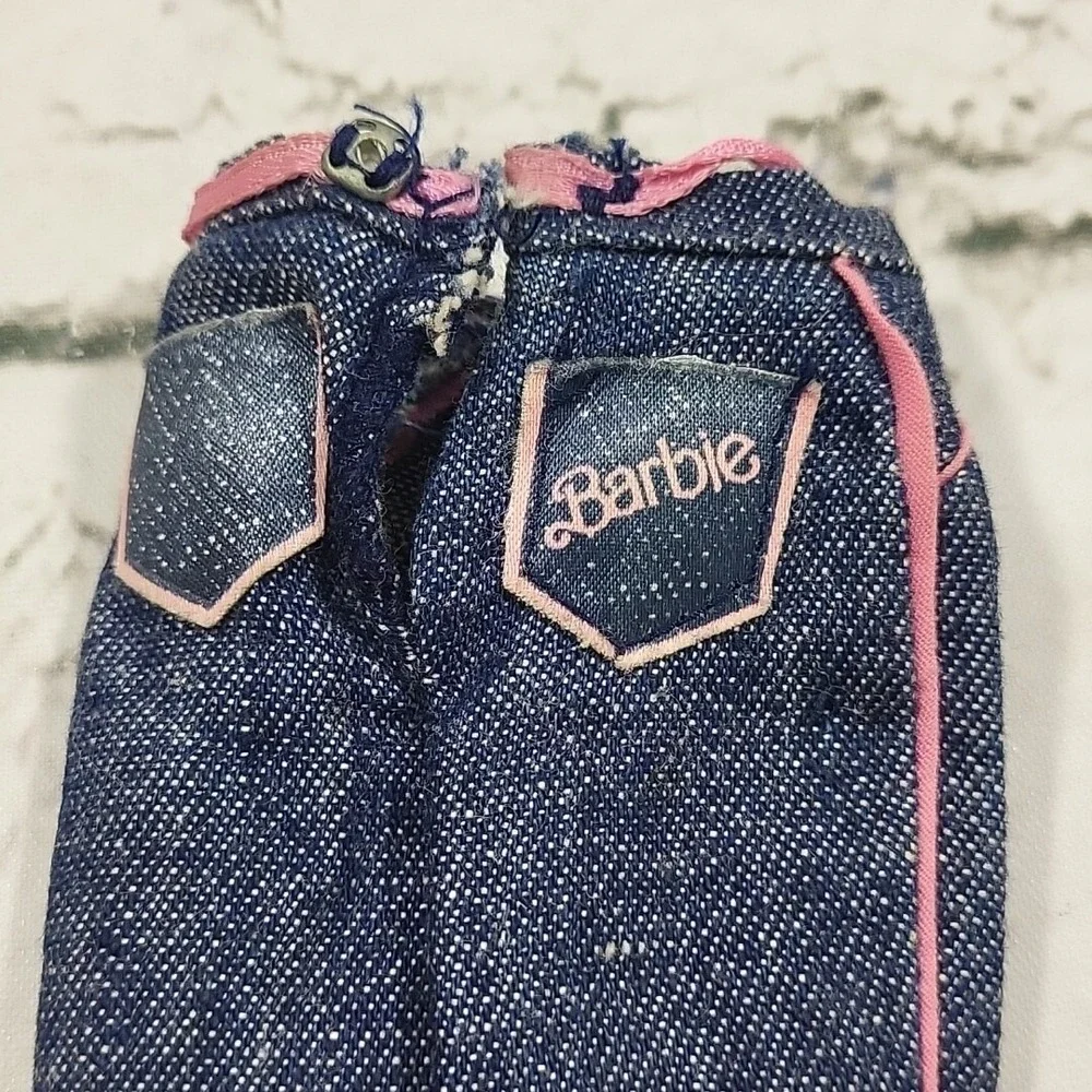 Vintage Barbie Jeans Doll Clothes Lot Pink Gingham‎ Bucket Hat Purse T-Shirt Top